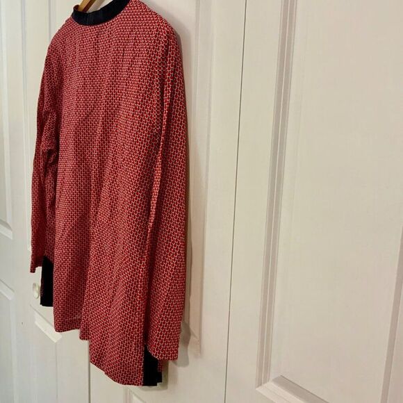 Talbots Red Blue Embroidered Cotton Popover Tunic Top Size 1X - Picture 8 of 9